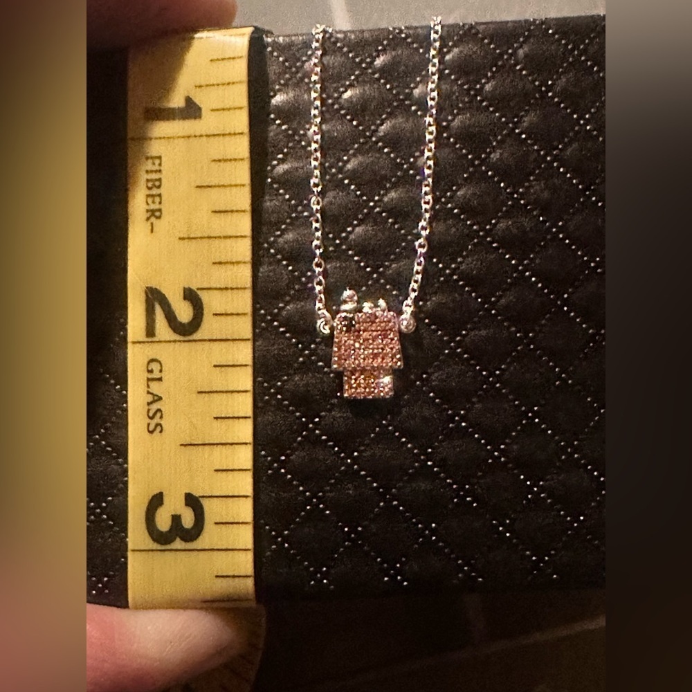 Peanuts Snoopy On Doghouse Pave Gemstone Pendant Necklace Minimalist Classic - Picture 6 of 9